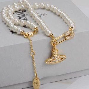 Authentic Vivienne Westwood pearl pin Necklace NEW